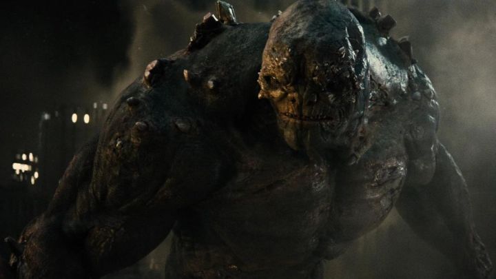 The Doomsday creature looking intently in the 2016 film Batman v. Superman.