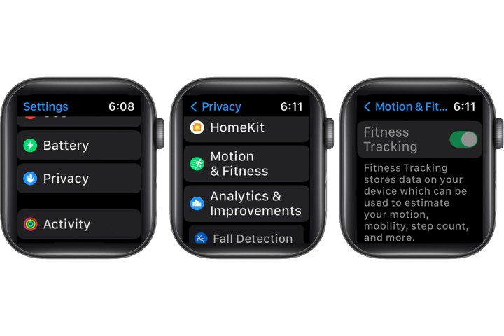 Apple Watch fitness tracking sequence.