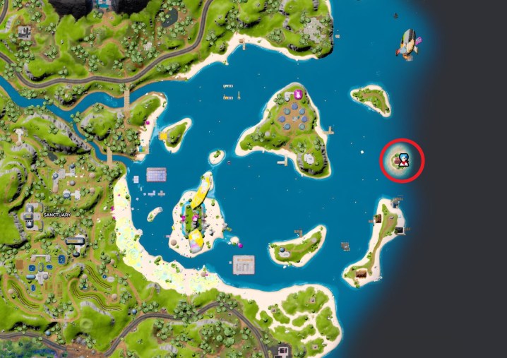Mapa de ilhas em Fortnite.