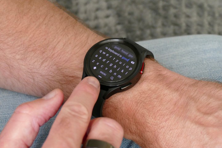 Typing on the Galaxy Watch 5 Pro.