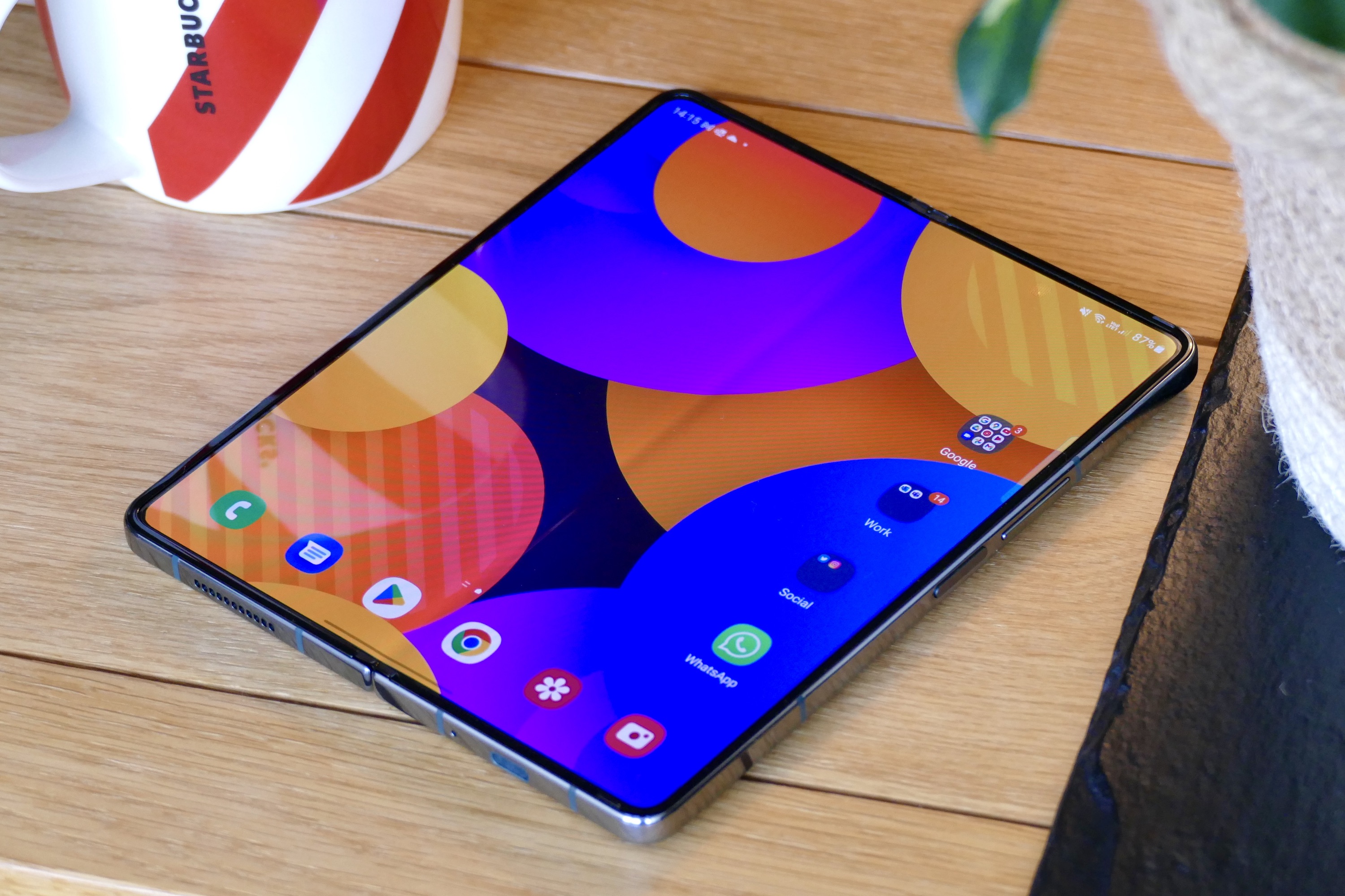 samsung galaxy z fold 4 review open on table
