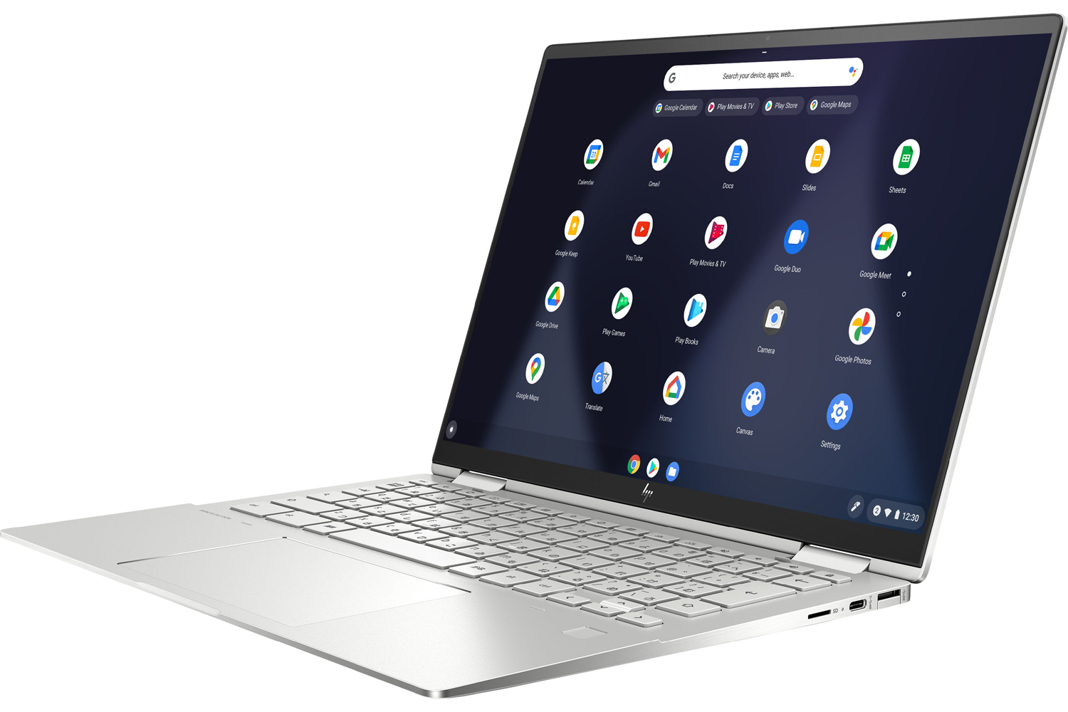 The HP Chromebook x360 13 2-in-1 in laptop mode.