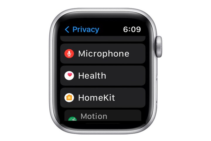 Apple Watch health setting.