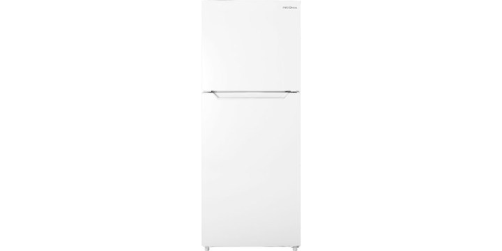 Insignia 10-Cubic-Foot Top-Freezer Refrigerator on a white background.