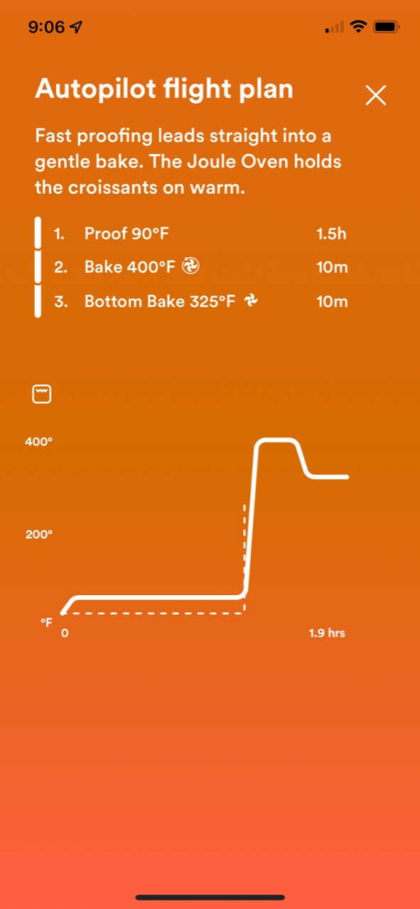 Autopilot cooking in the Joule Oven app.