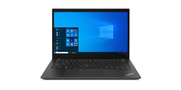 Lenovo ThinkPad T14s auf weißem Hintergrund.