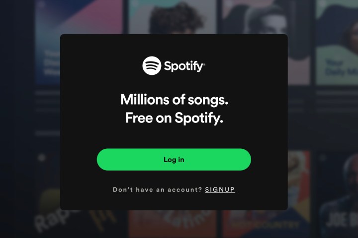 دکمه ورود به سیستم Spotify در برنامه دسکتاپ مک.