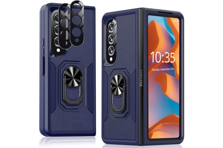 nineasy for samsung galaxy z fold 4 case dual view in black.