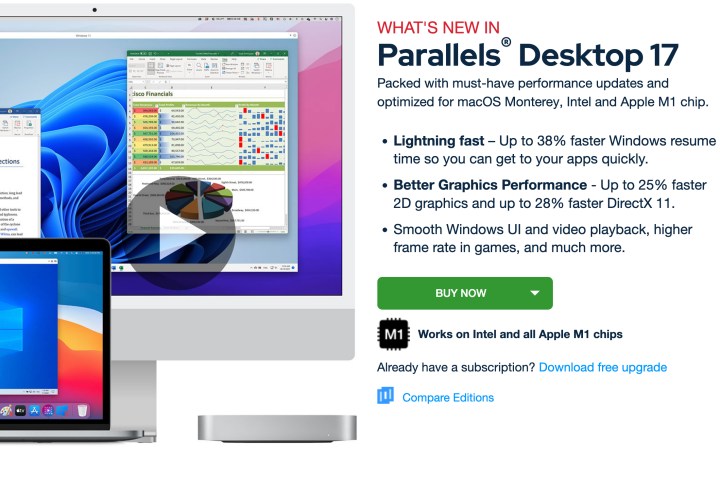 Download option for Parallels 17.