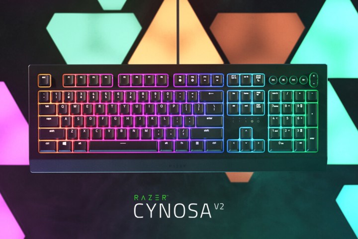Marketing image of the Razer Cynosa V2 gaming keyboard.