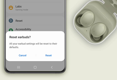 Samsung Earbuds reset confirmation.