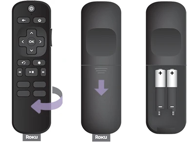 Battery guide for Roku remote.