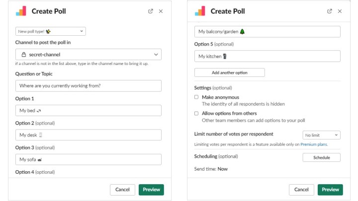Simple survey template customization options.