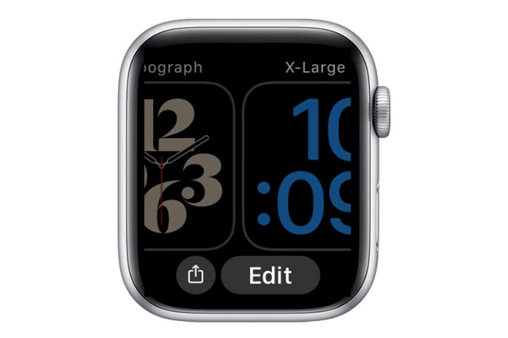 Swipe action to chose Apple Watch face.