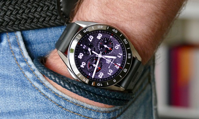 Tag Heuer Connected Calbre E4 45mm worn on a mans wrist.