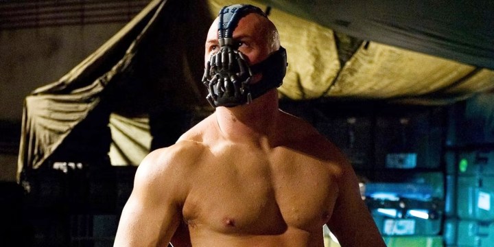 Bane glares in The Dark Knight Rises.