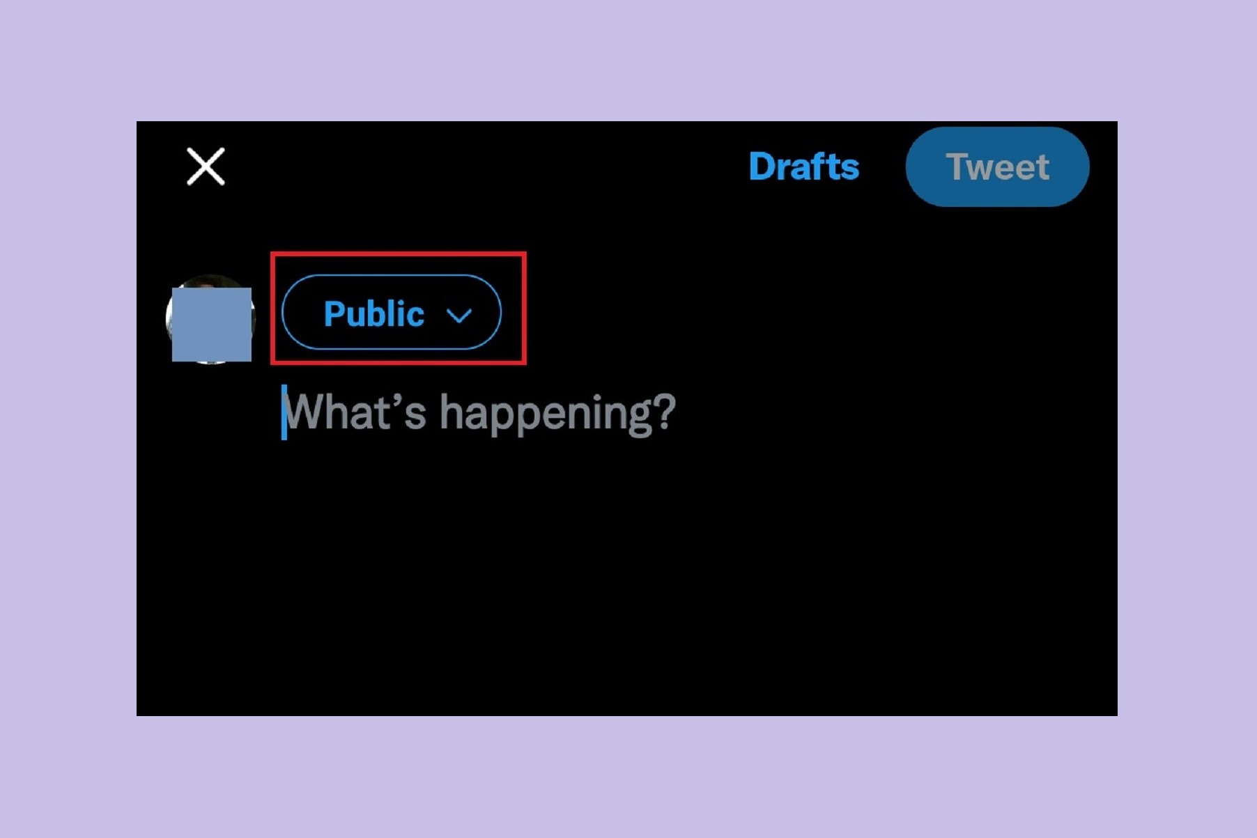 Um close-up da tela do compositor Tweet no Twitter para Android.