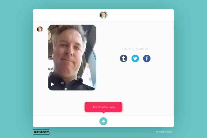 웹 브라우저에 표시된 Wristcam에서 보낸 비디오 메시지