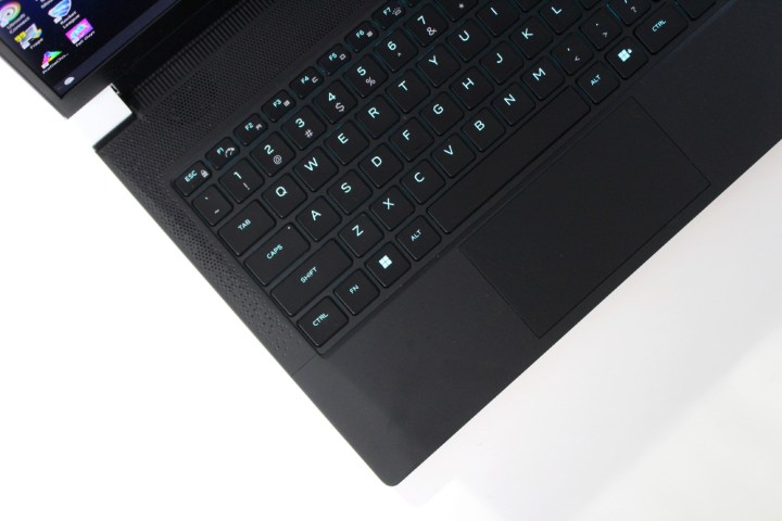 The keyboard of the Alienware x14.