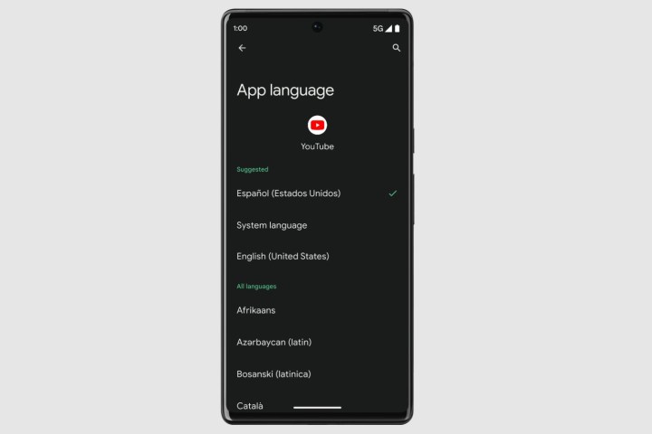 App language setting in Android 13