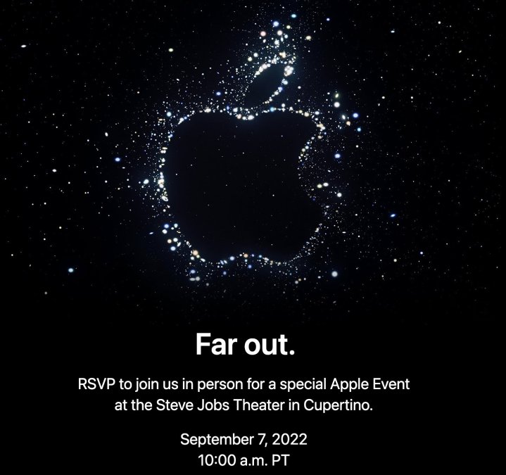 دعوت به رویداد اپل در 7 سپتامبر 2022.