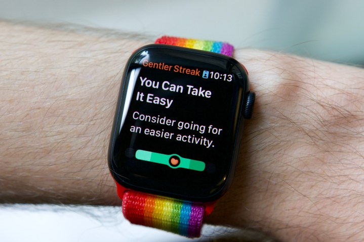 Aplicativo Gentler Streak em um Apple Watch.