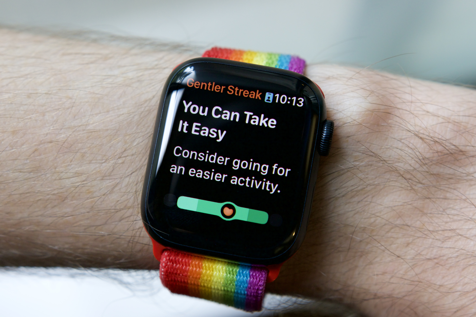 Aplicativo Gentler Streak em um Apple Watch.