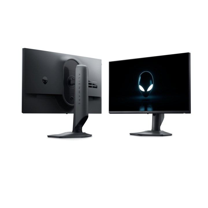 A front and back view of the Alienware 25 monitor