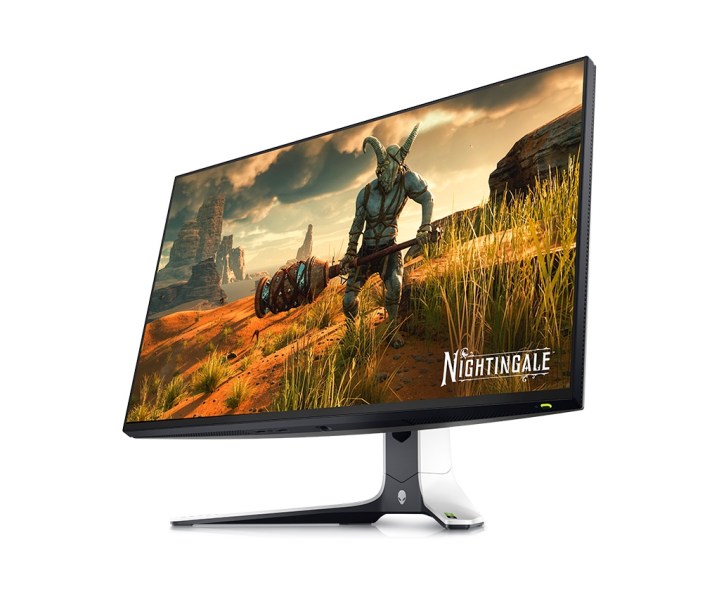 An Alienware 27 with the Nightingale video game on the screen