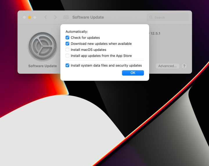 Konfigurasikan pembaruan otomatis MacOS.