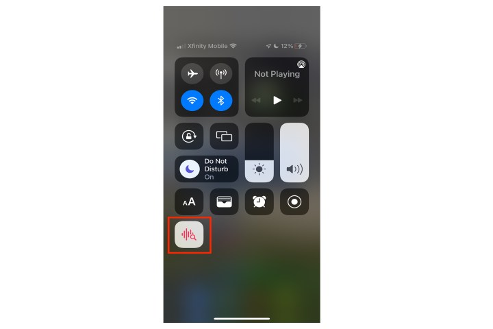 Sound Recognition accessed via the Control Center.