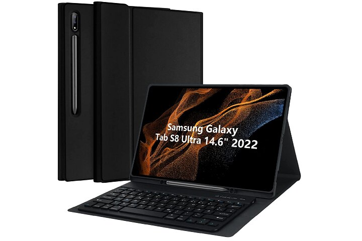 AMZCaSE keyboard case for Samsung Galaxy Tab S8 Ultra.