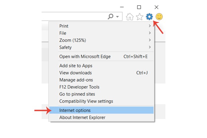 Paramétrage des options Internet dans Internet Explorer.