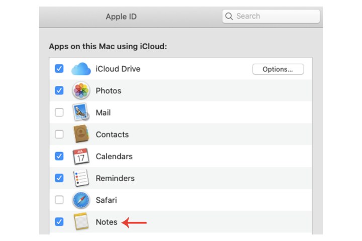 به برنامه Notes اجازه دهید به iCloud در مک متصل شود.