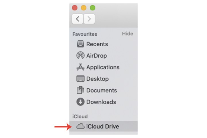 The iCloud drive tab on Mac.