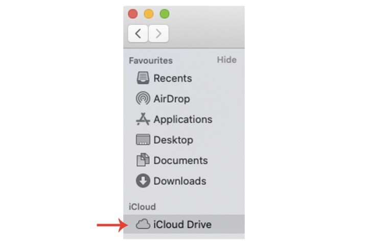 A guia da unidade do iCloud no Mac.