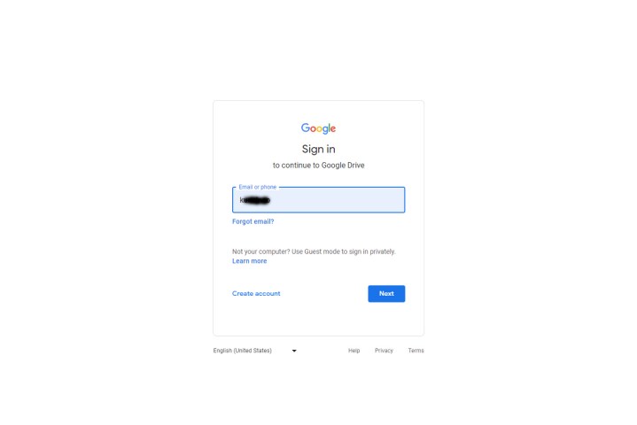 Screenshot of Google account login page.