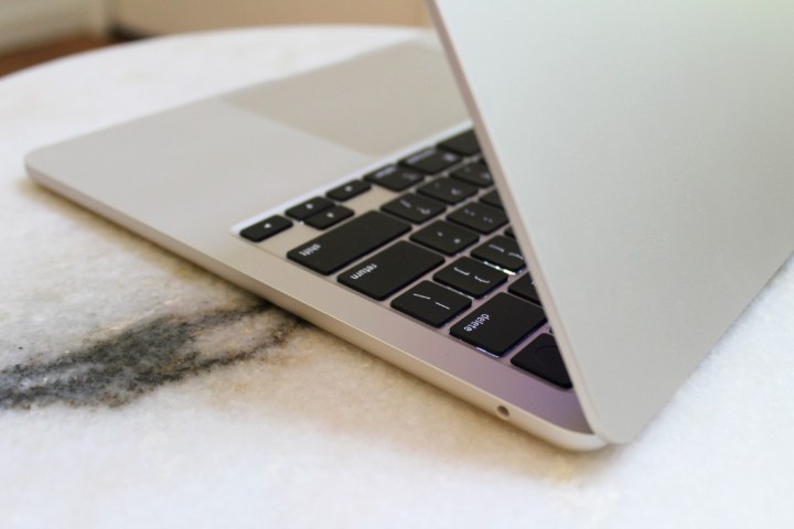 The lid and keyboard of the MacBook Air.