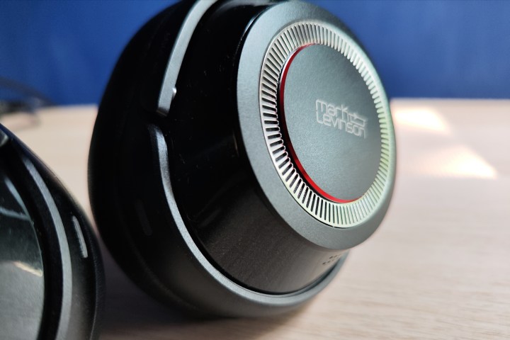 Close up of Mark Levinson No. 5909 headphones earcup.