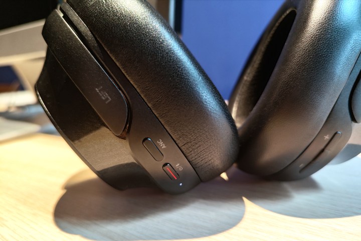 Close up of controls on Mark Levinson No. 5909 headphones.