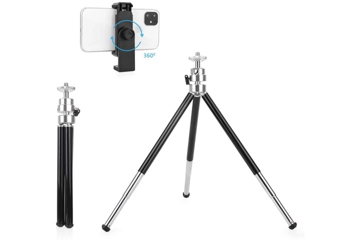 Tigayan Mini Tripod Stand with closeups of components.