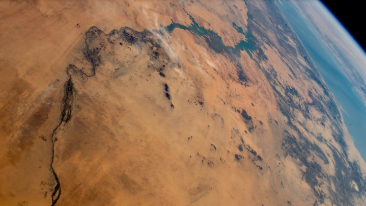 El río Nilo visto desde la estación espacial.