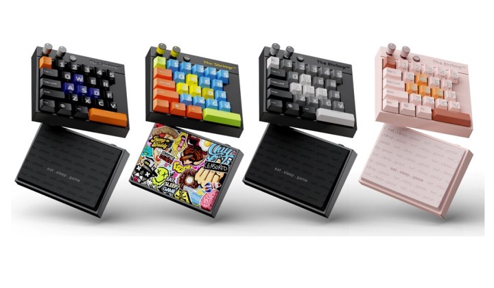 The Shrimp keyboard in four different designs.