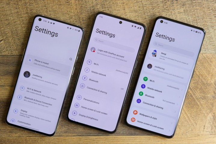 Settings apps for OxygenOS 11, OxygenOS 12, and OxygenOS 13 on OnePlus phones are different.