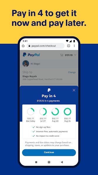 دفع تطبيق PayPal في 4.