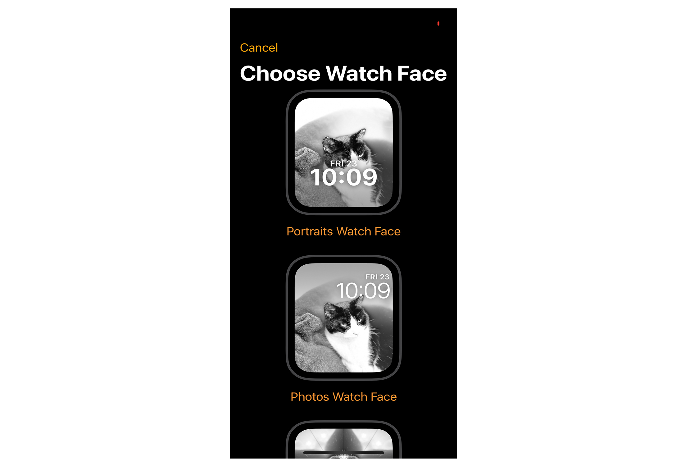 Apple Watch photo face variations.