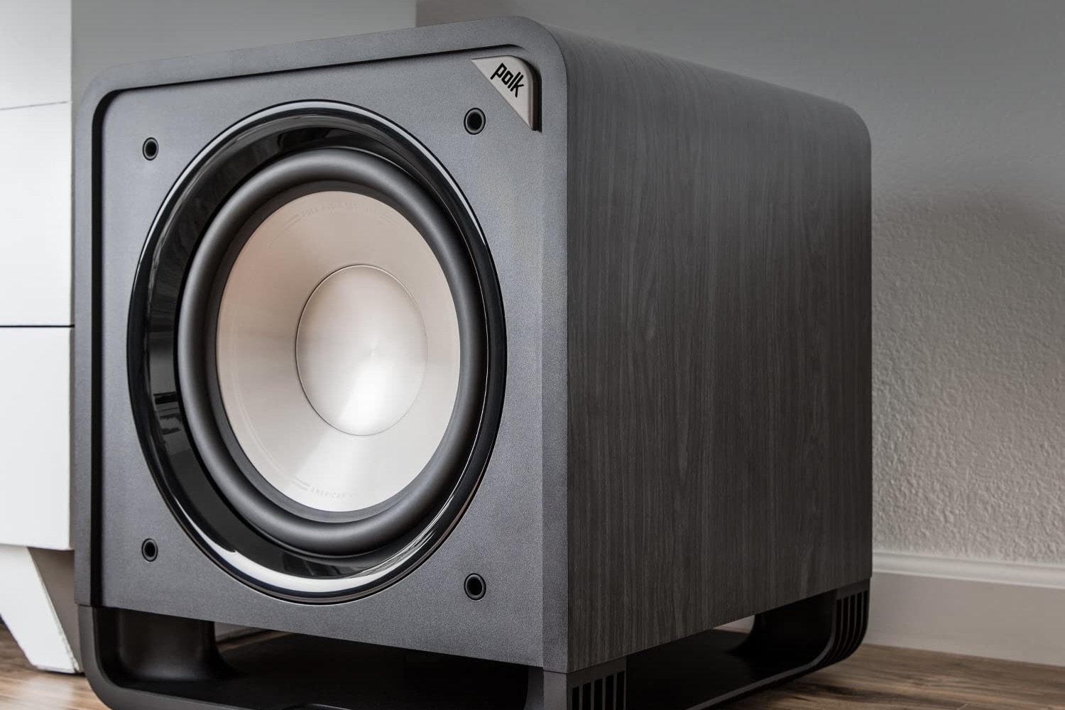 The Polk HTS10 subwoofer in a living room.
