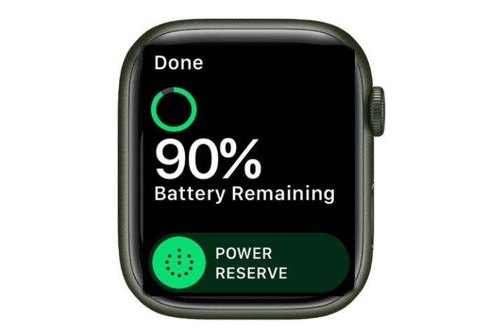Apple Watch power reserve button.