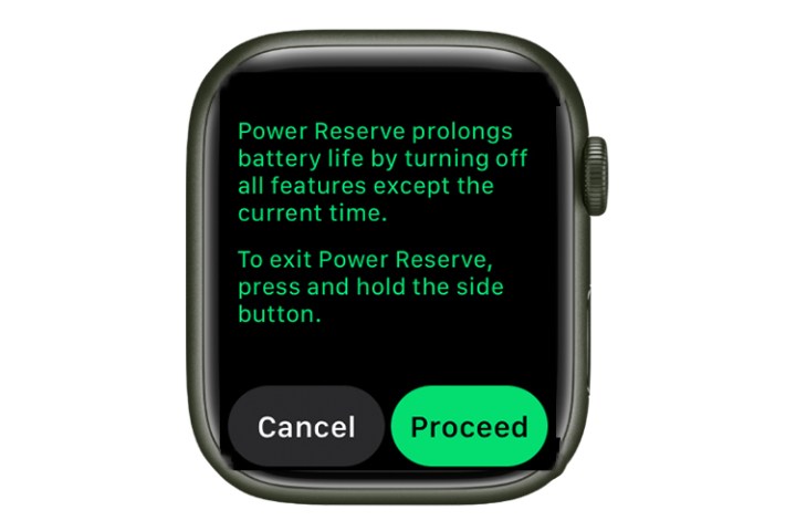 Apple Watch power reserve confirmation button.