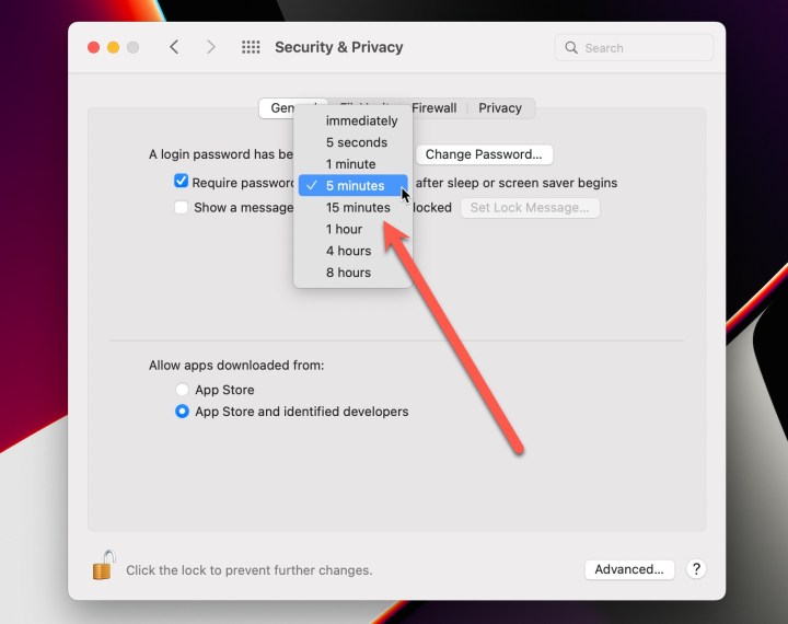 Exigir login após a suspensão ou proteção de tela no MacOS.